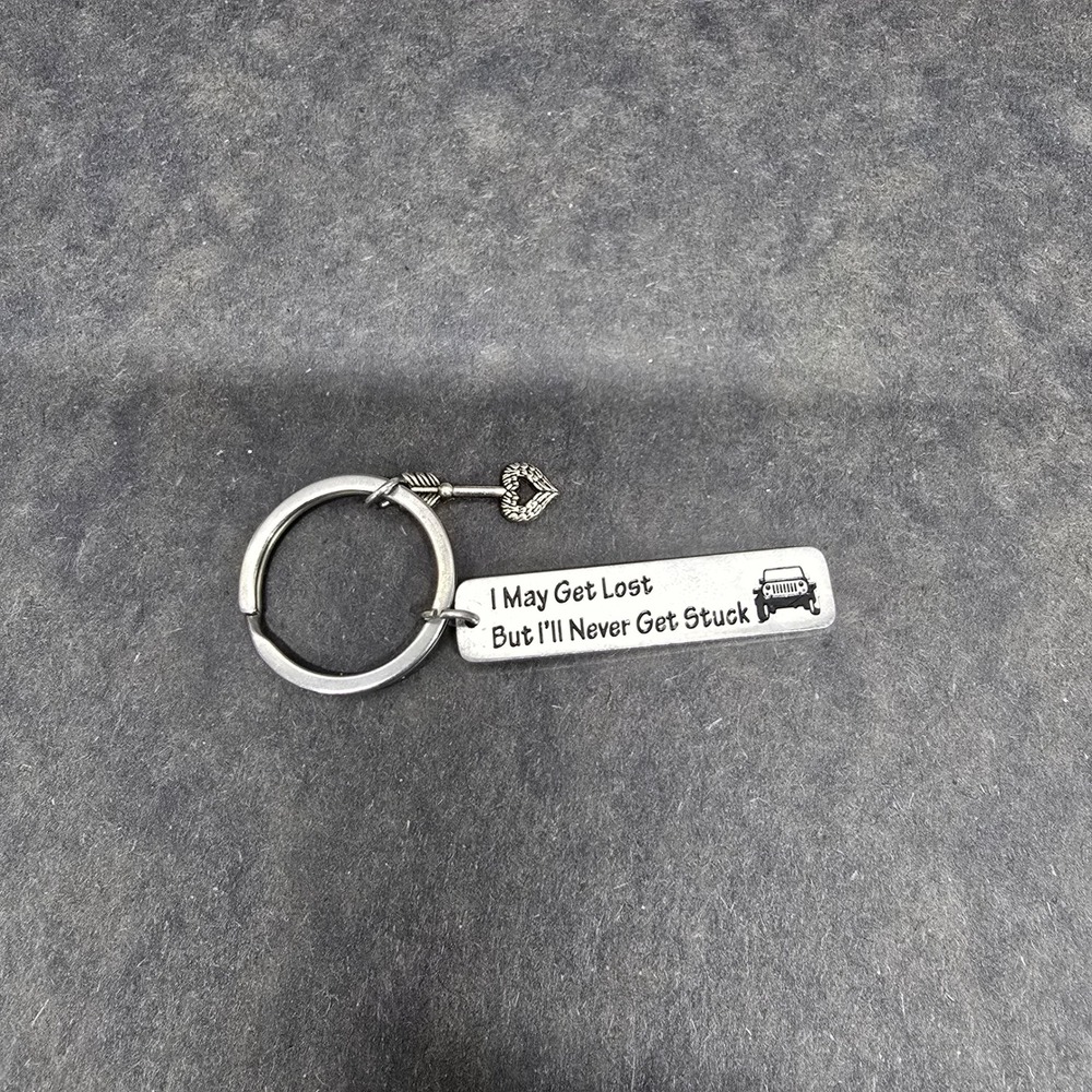 Jeep Keychain Never Get Stuck Adventure‎ OS Silver Excellent Off-Road